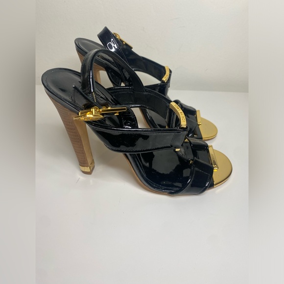 TORY BURCH Logo Patemt Heeled Slingback Sandals - Picture 2 of 15
